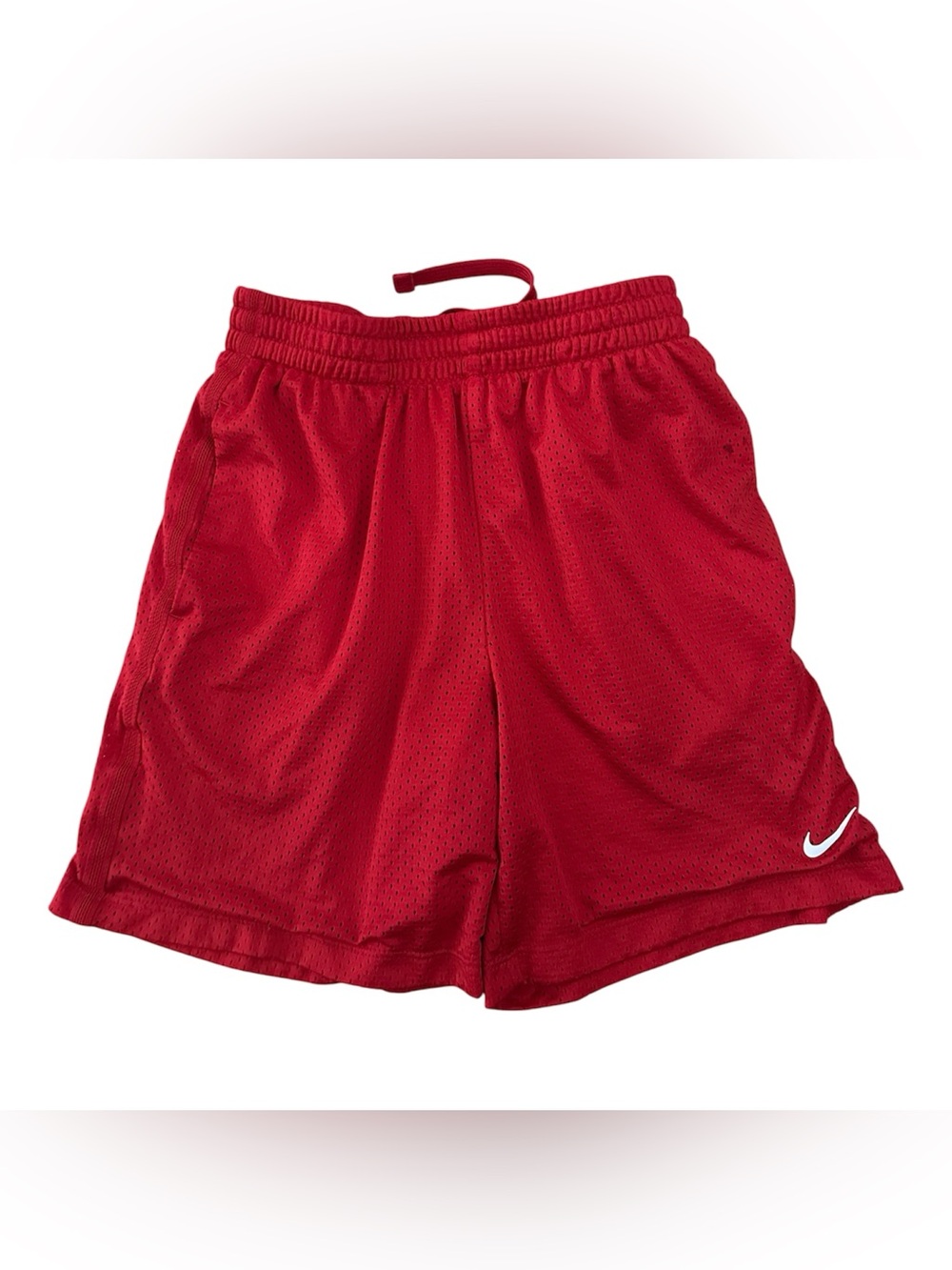 Nike Red Perforated Athletic Shorts with Swoosh size M